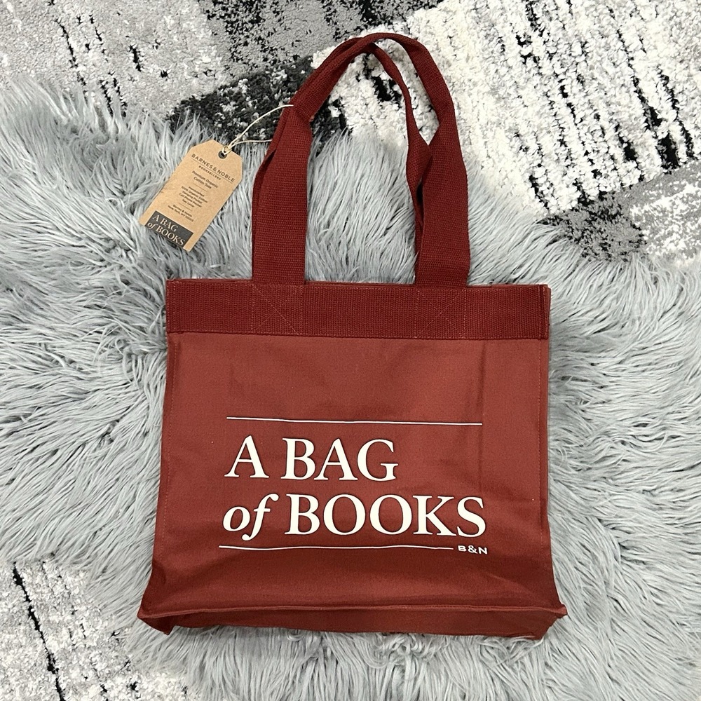 BARNES & NOBLE - Burgundy / Maroon  A BAG‎ OF  BOOKS Tote / Bag - NEW 15"X13"X5"